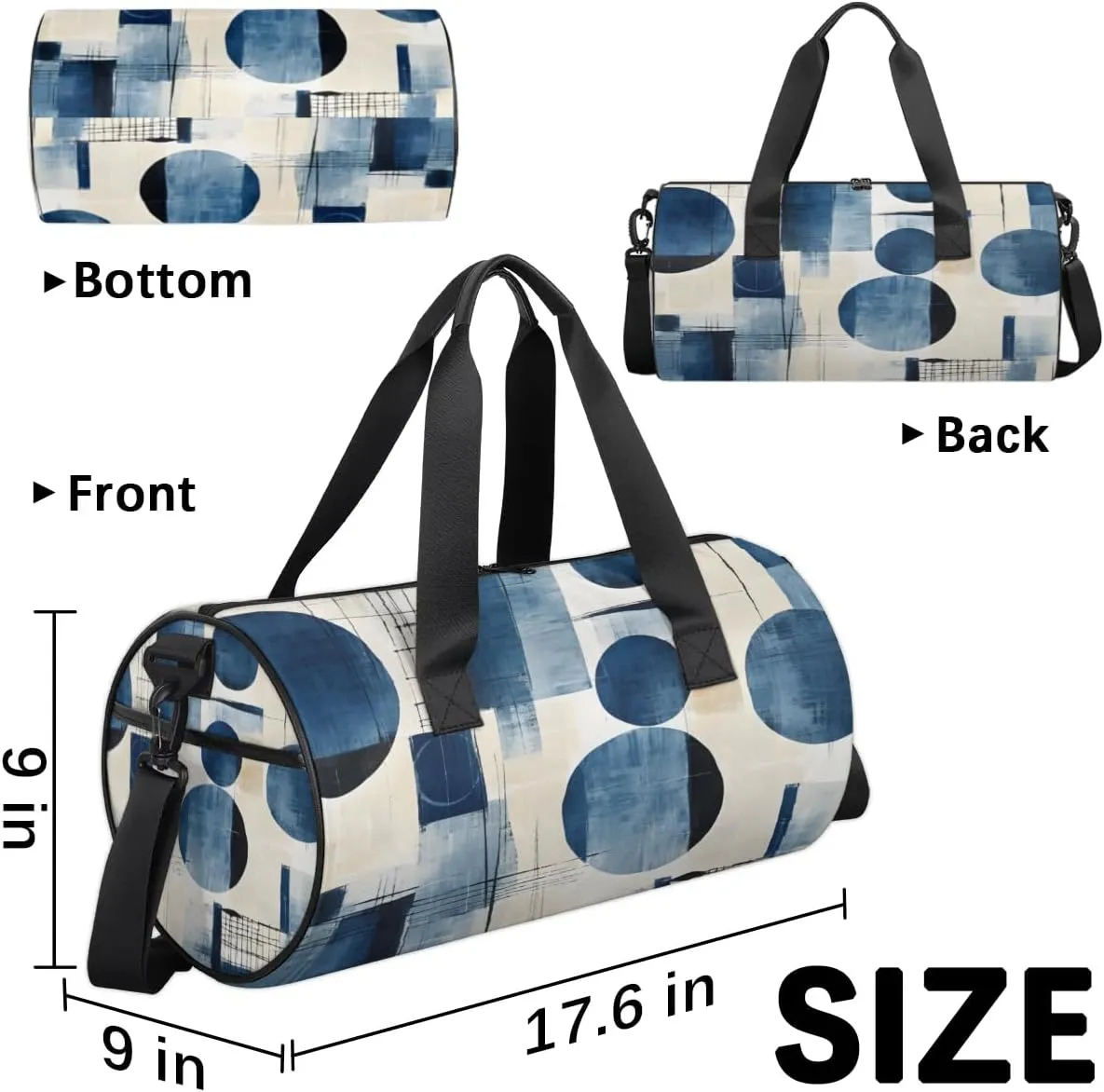 Lightweight Travel Duffle Bag Abstract Circular Print Gym Bag for Women Men Stylish Small Duffle Bag for Fitness Yoga Travel Overnight Sport