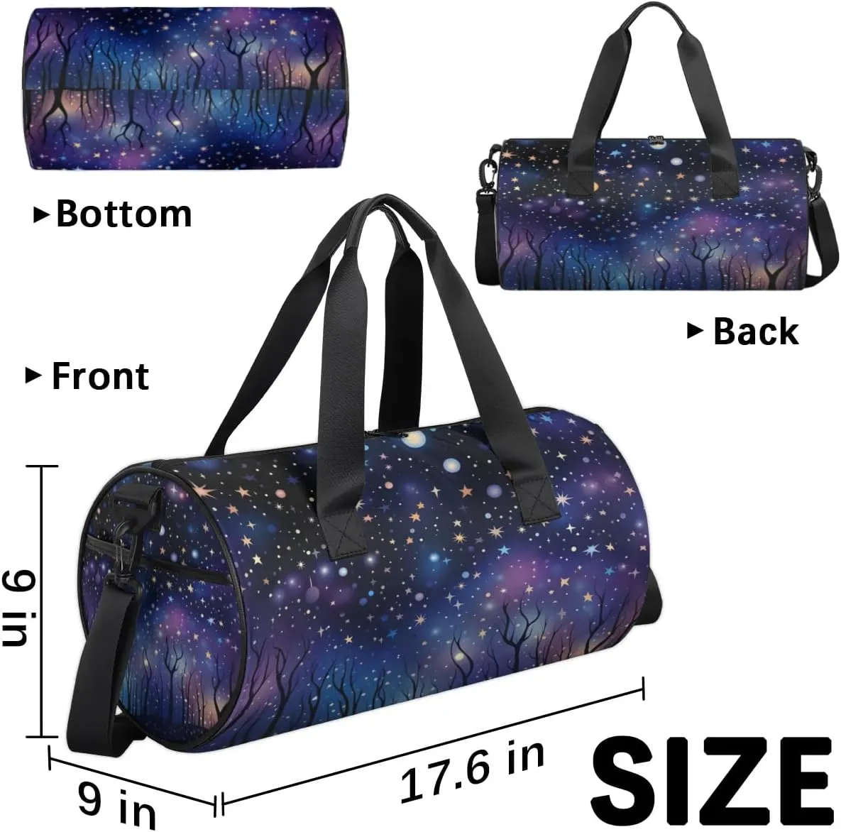 Lightweight Travel Duffle Bag Space Stars Theme Gym Bag for Women Men Stylish Small Duffle Bag for Fitness Yoga Travel Overnight Sport