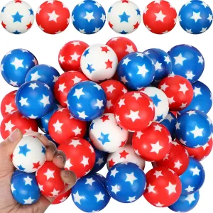 Liliful 60 Pcs 4th of July Stress Balls Bulk 1.57 Inch Mini Patriotic American Flag Balls Independence Day Stress Relief Fidget Toys for Boys Girls Memorial Day Party Supplies