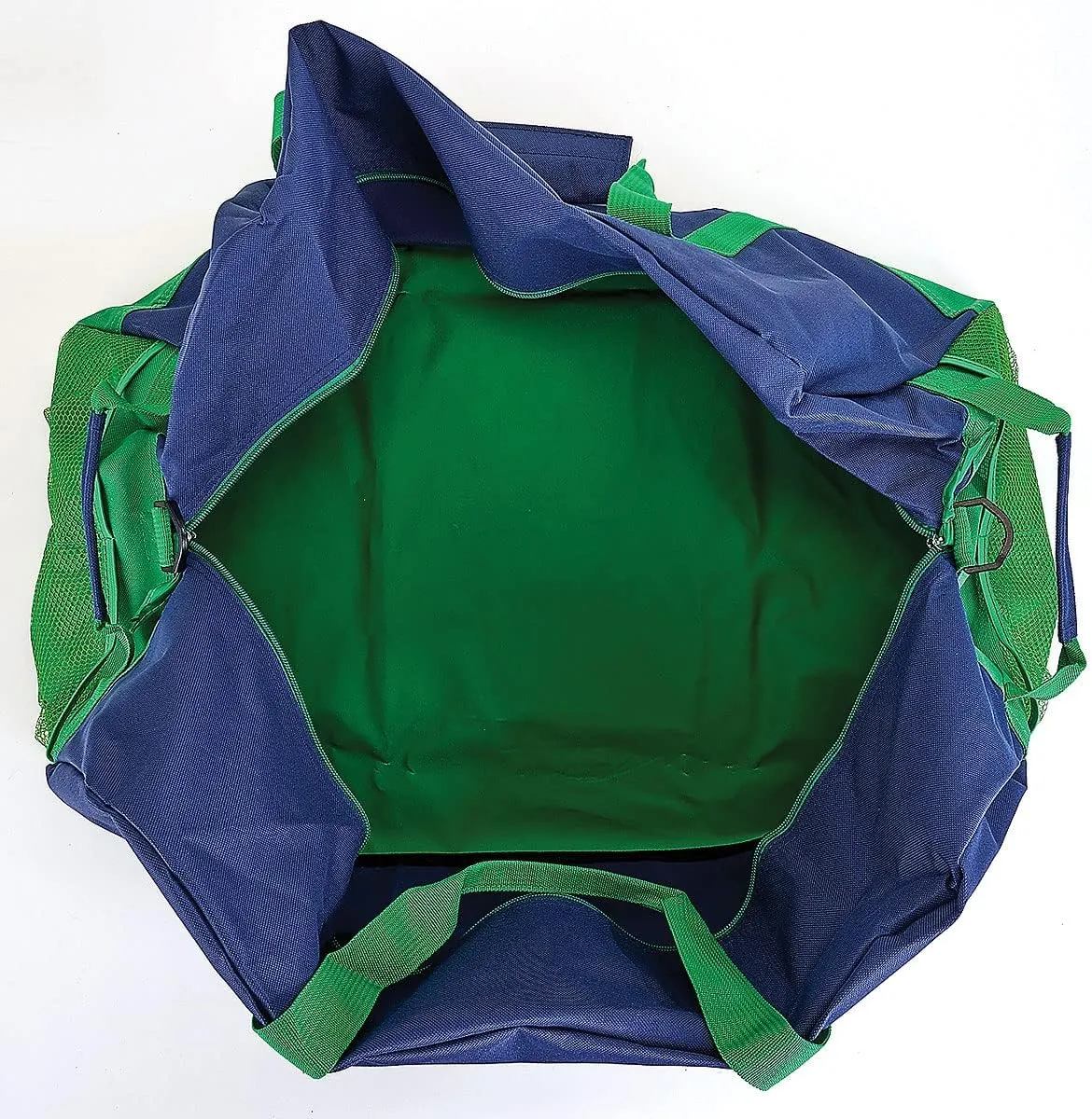 Lillian Vernon Navy and Green Personalized Medium Duffel Bag for Kids - Sports and Activities, Luggage, 11" x 12" x 23"W