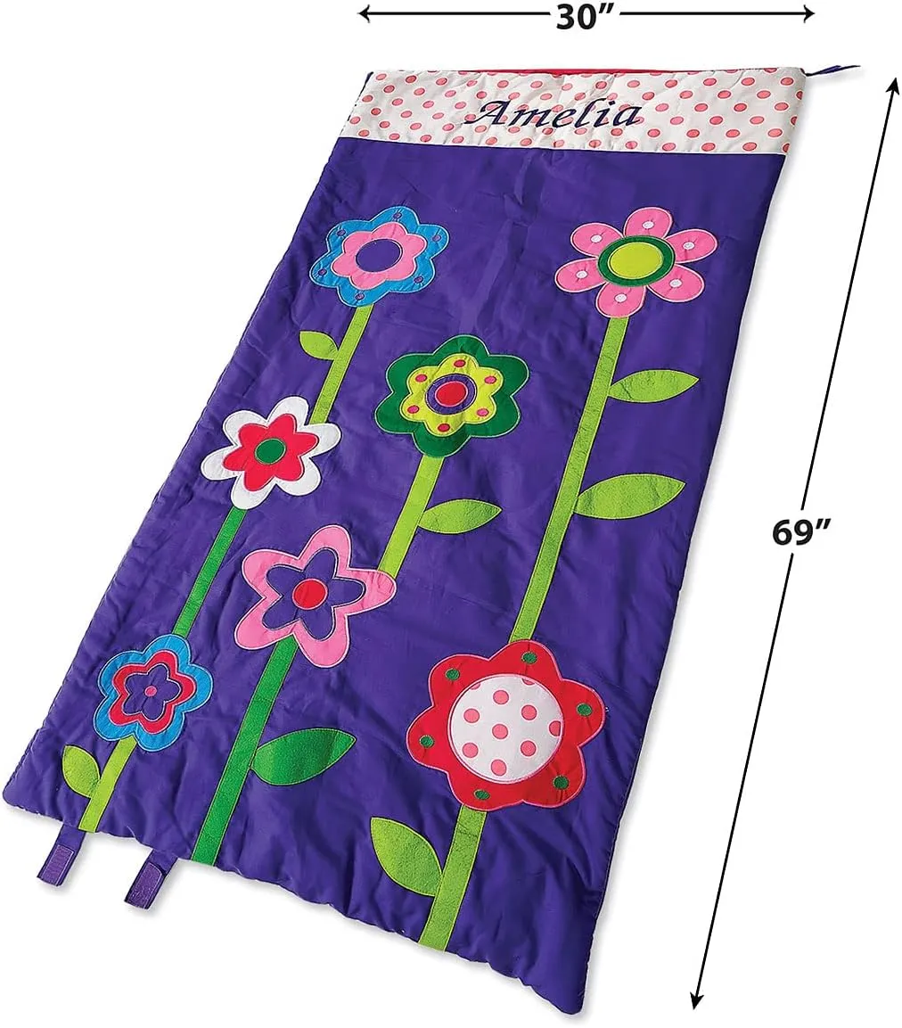 Lillian Vernon Personalized Indoor Sleeping Bag - Kids Sleepover & Napper Sleep Sack - Plush, Cute, & Cozy Cotton Poly Blend - Girls, Boys, & Toddler 30” x 60” Size