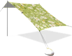 Little Wildflowers Green Beach Canopy UPF50  Easy Setup Sun Shelter with Sandbags, Sand Shovel, Poles for Camping, Picnics, Backyard