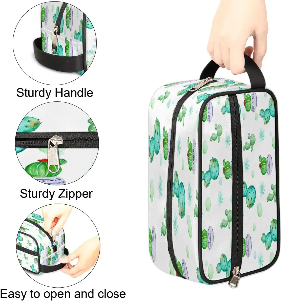 Lovely Cactus Travel Toiletry Bag for Women Men Small Cosmetic Makeup Organizer Water Resistant Shaving Bag Portable Make Up Bag Storage Bags with Handle