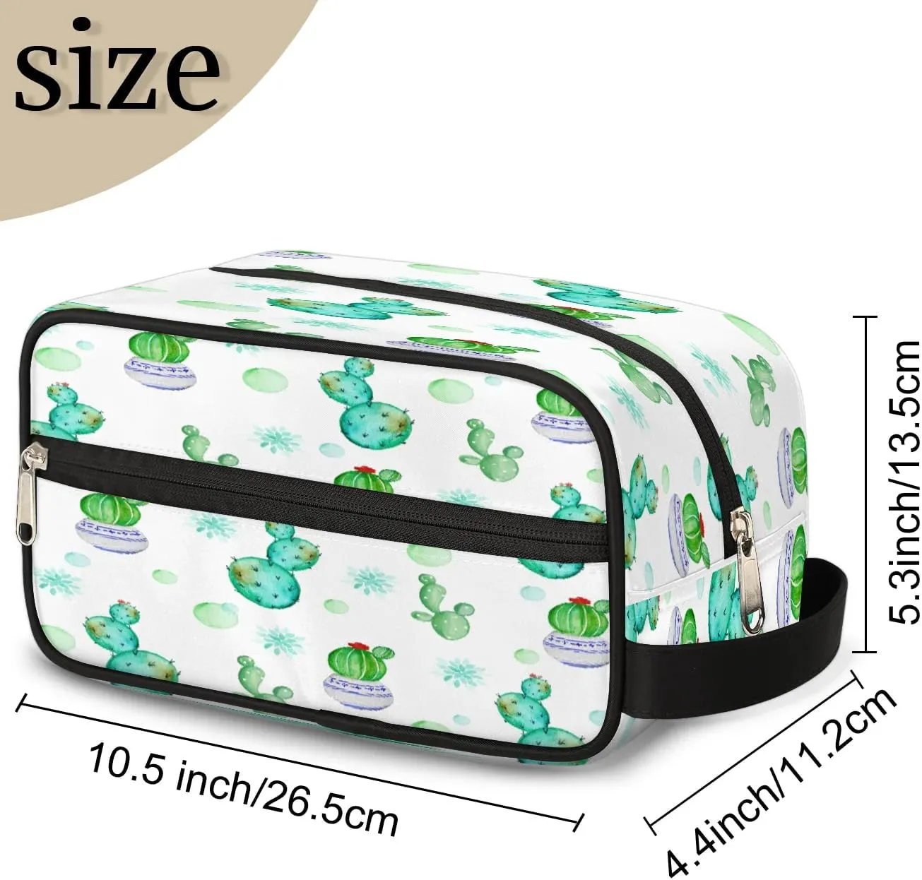 Lovely Cactus Travel Toiletry Bag for Women Men Small Cosmetic Makeup Organizer Water Resistant Shaving Bag Portable Make Up Bag Storage Bags with Handle