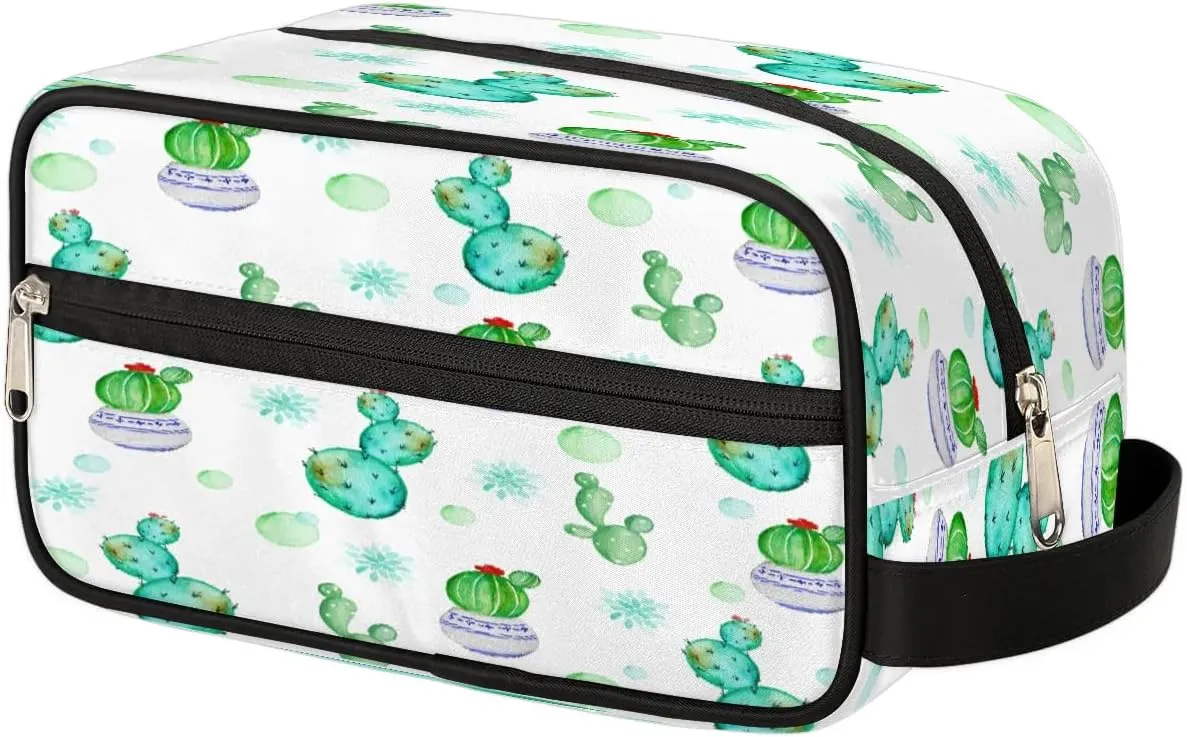 Lovely Cactus Travel Toiletry Bag for Women Men Small Cosmetic Makeup Organizer Water Resistant Shaving Bag Portable Make Up Bag Storage Bags with Handle