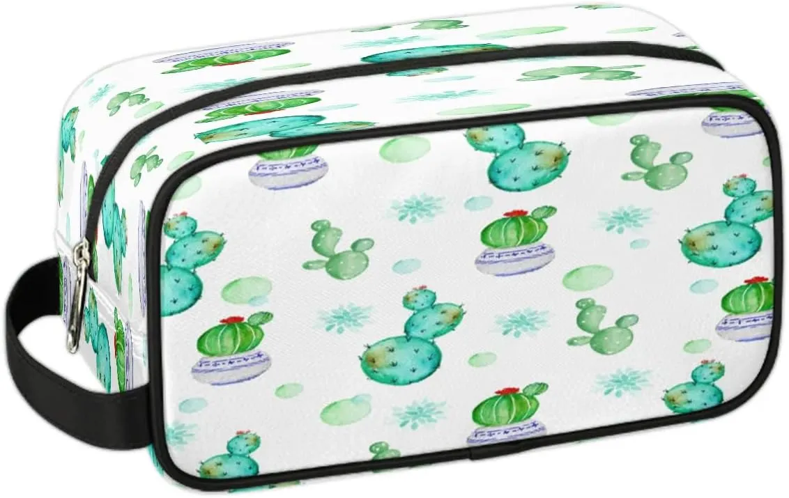 Lovely Cactus Travel Toiletry Bag for Women Men Small Cosmetic Makeup Organizer Water Resistant Shaving Bag Portable Make Up Bag Storage Bags with Handle