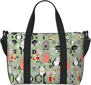 Lovely Cartoon Cats Duffel Bags for Traveling, Lightweight Personal Item Travel Bags for Women, Gym Bags for Men