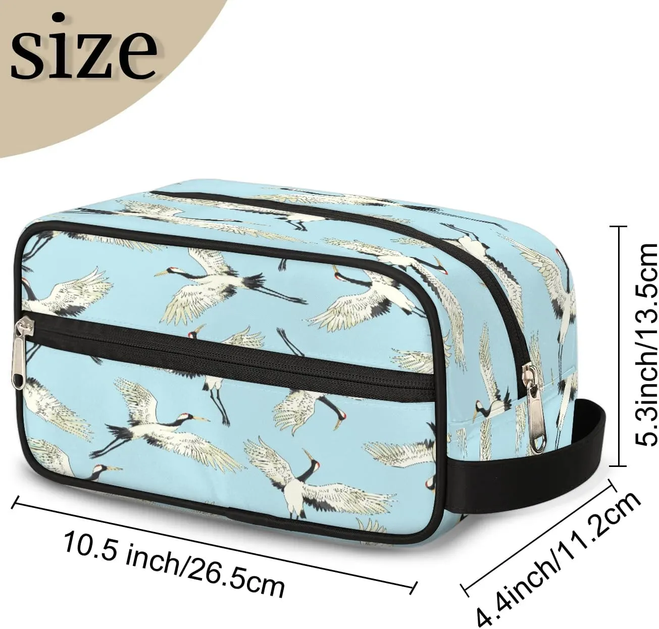 Lovely Cranes Travel Toiletry Bag for Women Men Small Cosmetic Makeup Organizer Water Resistant Shaving Bag Portable Make Up Bag Storage Bags with Handle
