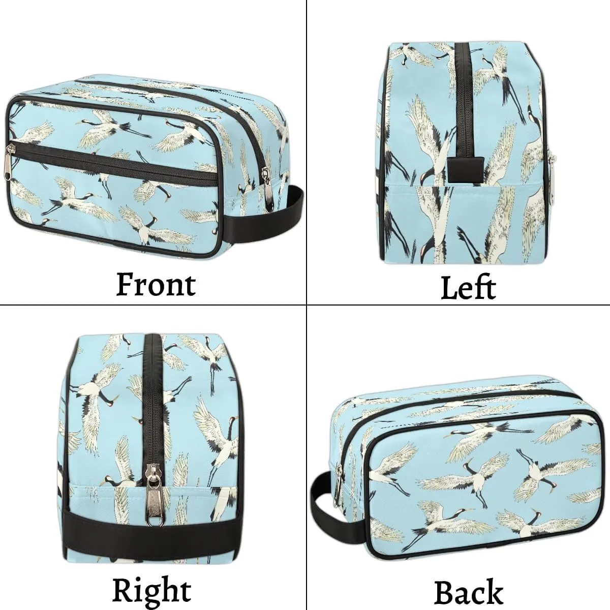 Lovely Cranes Travel Toiletry Bag for Women Men Small Cosmetic Makeup Organizer Water Resistant Shaving Bag Portable Make Up Bag Storage Bags with Handle