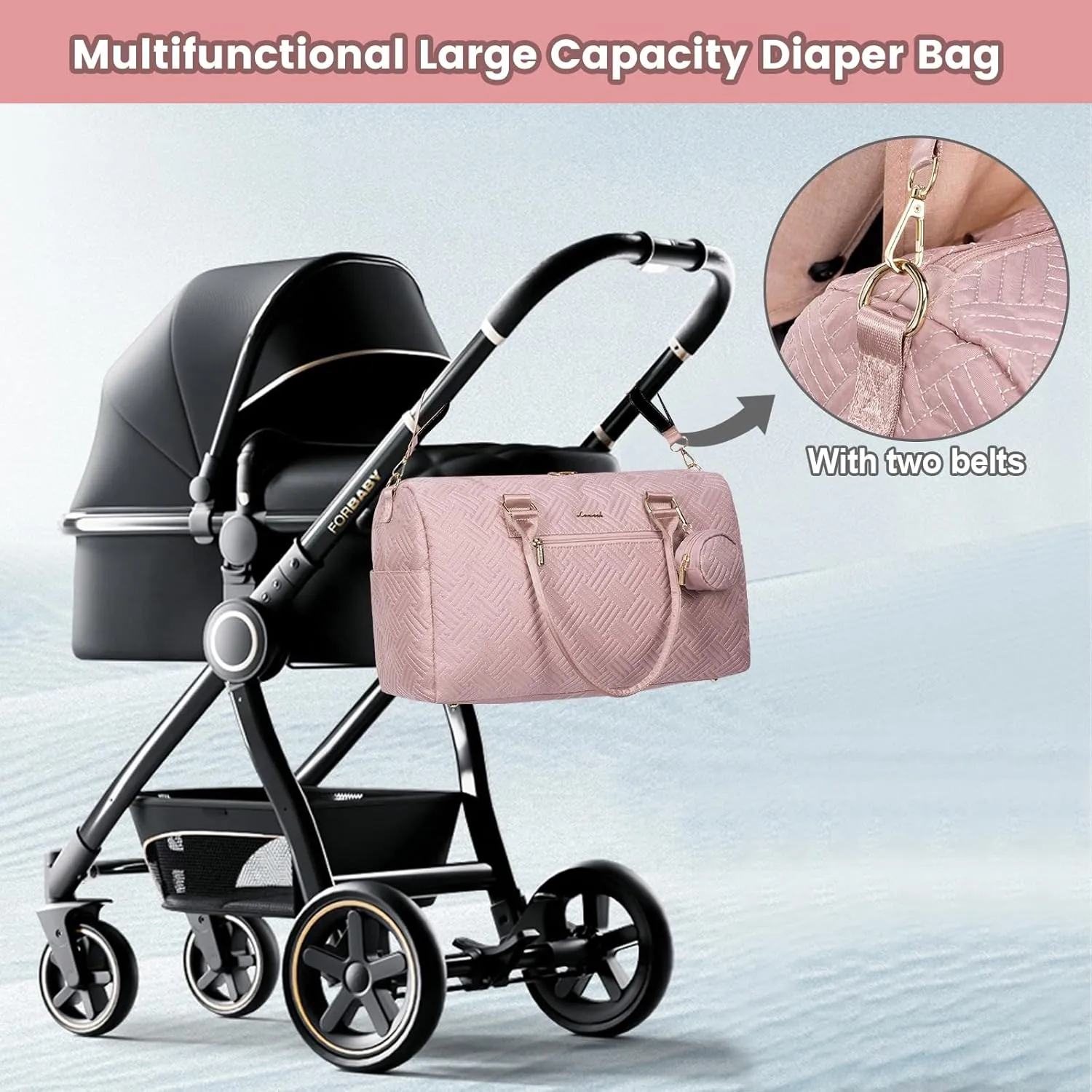 LOVEVOOK Diaper Bag Tote with Pacifier Case and Changing Pad, Large Capacity Mommy Bag for Hospital and Weekender Travel, Functional Baby Bag Newborn Baby Essential