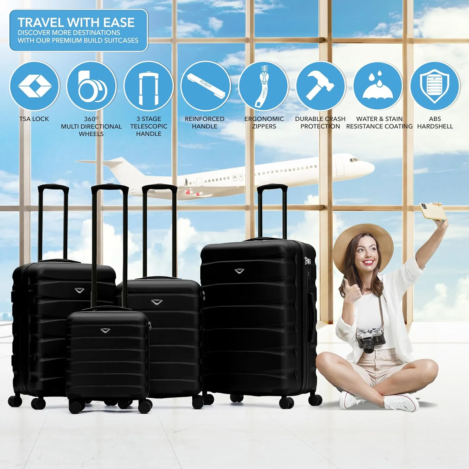 Luggage Sets TSA Lock Silent Double Spinner Wheels Durable Hardside Lightweight Suitcase With 24x16x10 Carry-On Case Maximum Carry On Bag Size For Virgin & South West Approved Airlines