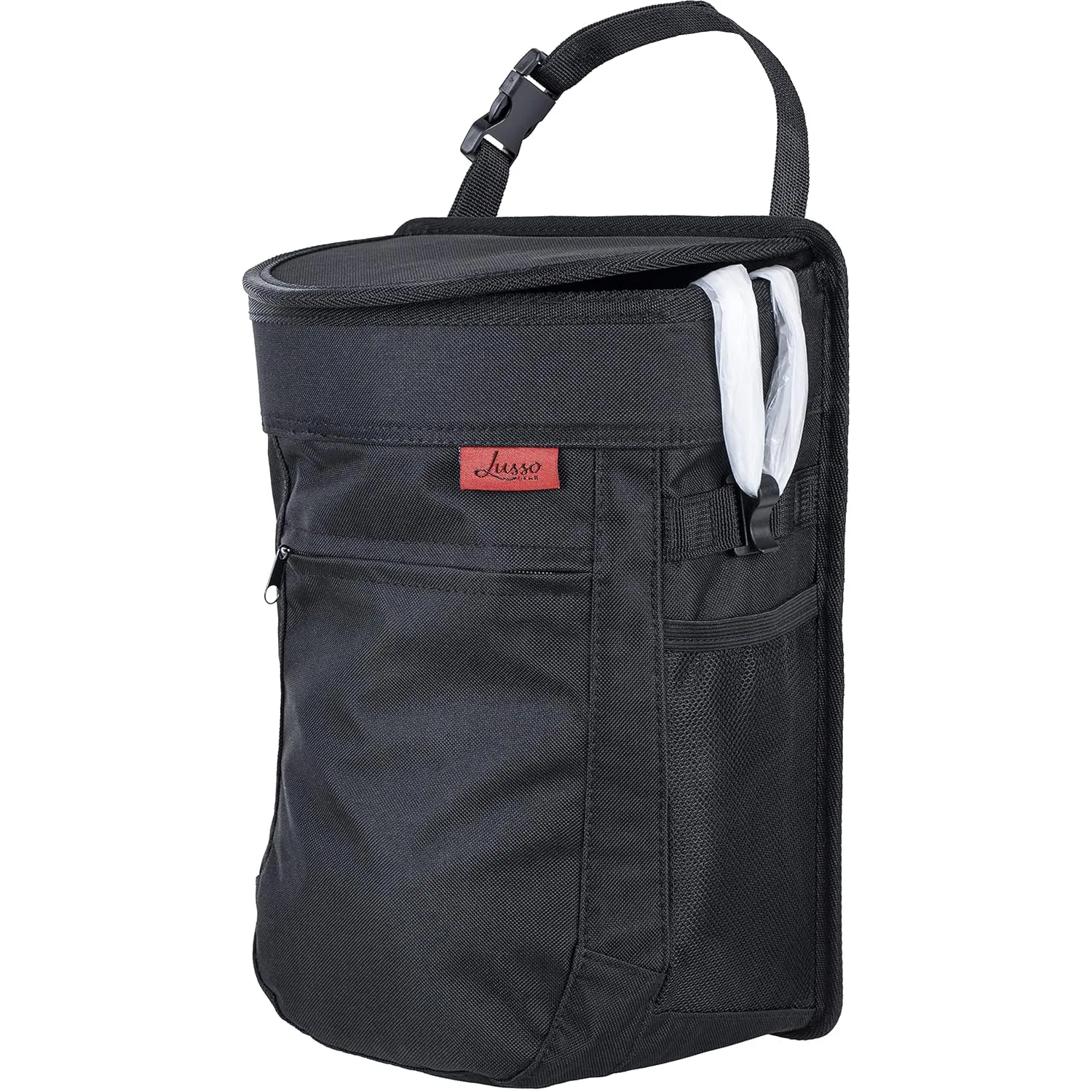 Lusso Gear Spill-Proof Car Trash Can 2.5 Gallon - Easy-to-Clean Hanging Garbage Bin - Leak-Proof Lid, Removable Liner, Waterproof - Keep Car, SUV, Truck, Minivan Odor-Free - Black - Truck Accessories
