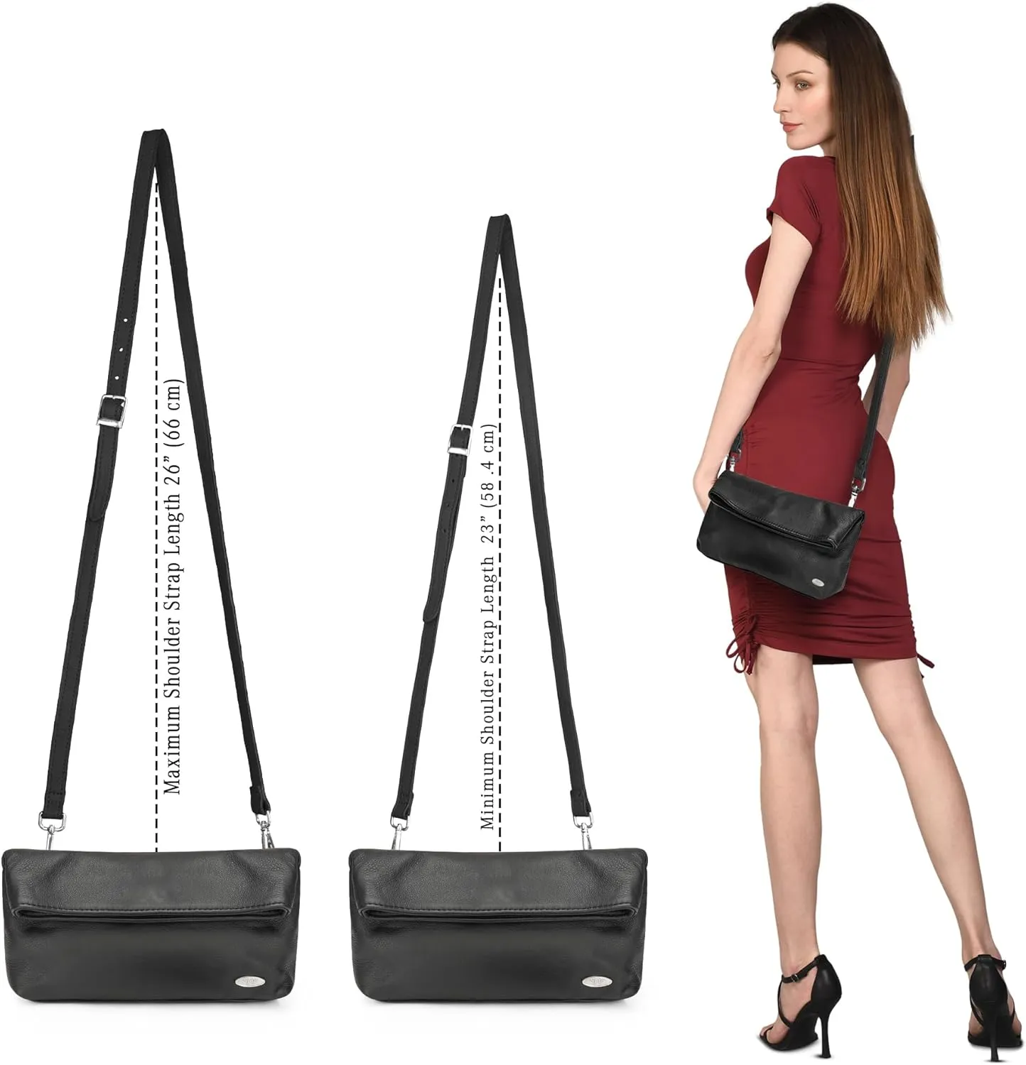 LUXEORIA Genuine Leather Crossbody Bags for Women, Small Travel Purses, Mobile & Credit Card Pockets with Adjustable Strap