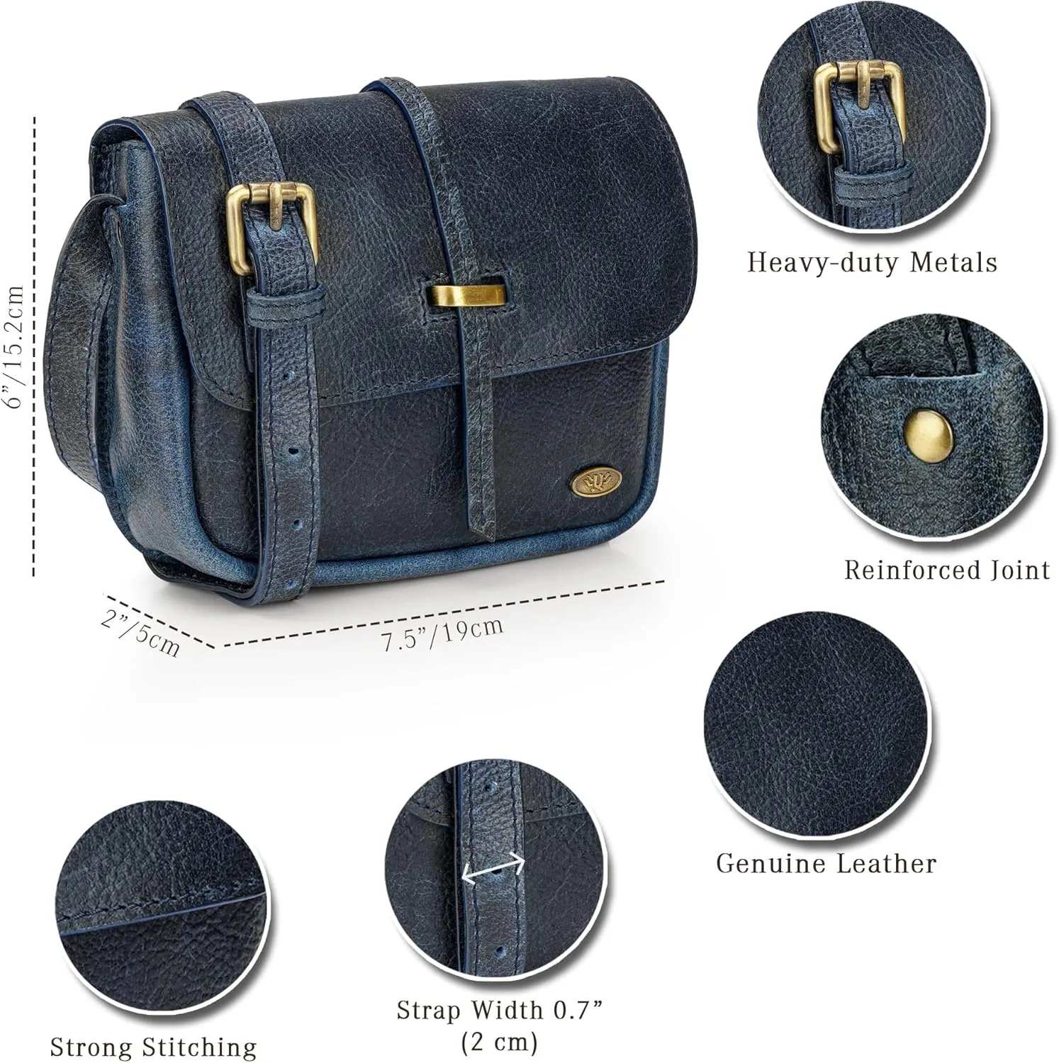 LUXEORIA Genuine Leather Crossbody Bags for Women, Small Travel Purses, Mobile & Credit Card Pockets with Adjustable Strap