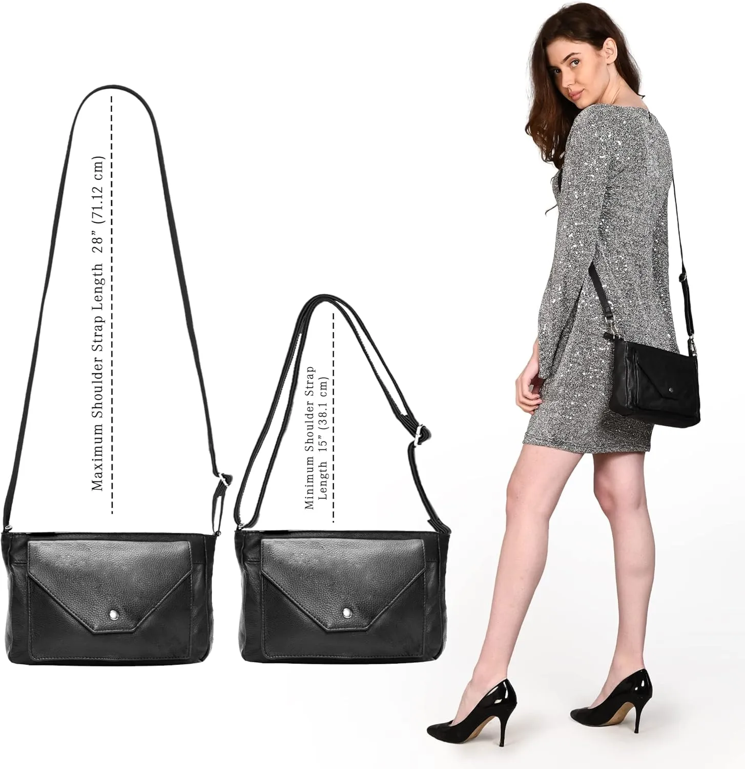 LUXEORIA Genuine Leather Crossbody Bags for Women, Small Travel Purses, Mobile & Credit Card Pockets with Adjustable Strap