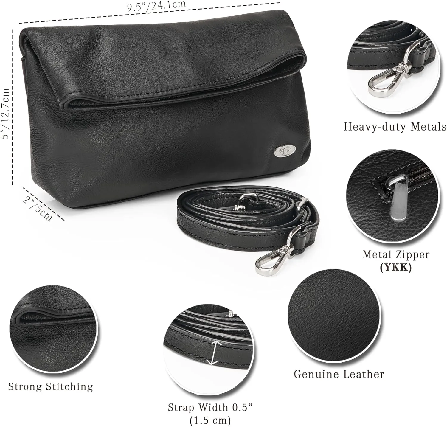 LUXEORIA Genuine Leather Crossbody Bags for Women, Small Travel Purses, Mobile & Credit Card Pockets with Adjustable Strap