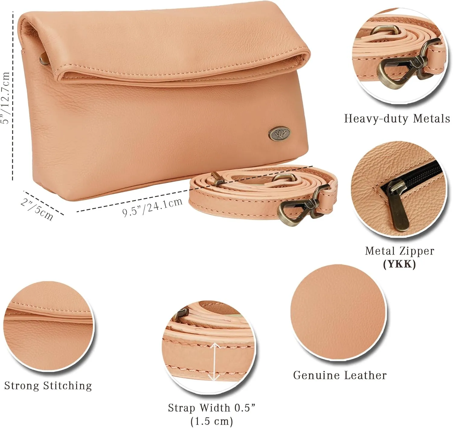 LUXEORIA Genuine Leather Crossbody Bags for Women, Small Travel Purses, Mobile & Credit Card Pockets with Adjustable Strap