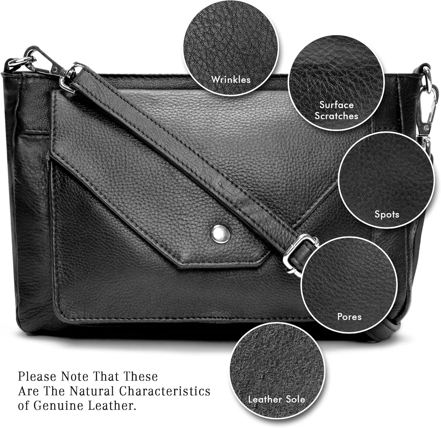 LUXEORIA Genuine Leather Crossbody Bags for Women, Small Travel Purses, Mobile & Credit Card Pockets with Adjustable Strap