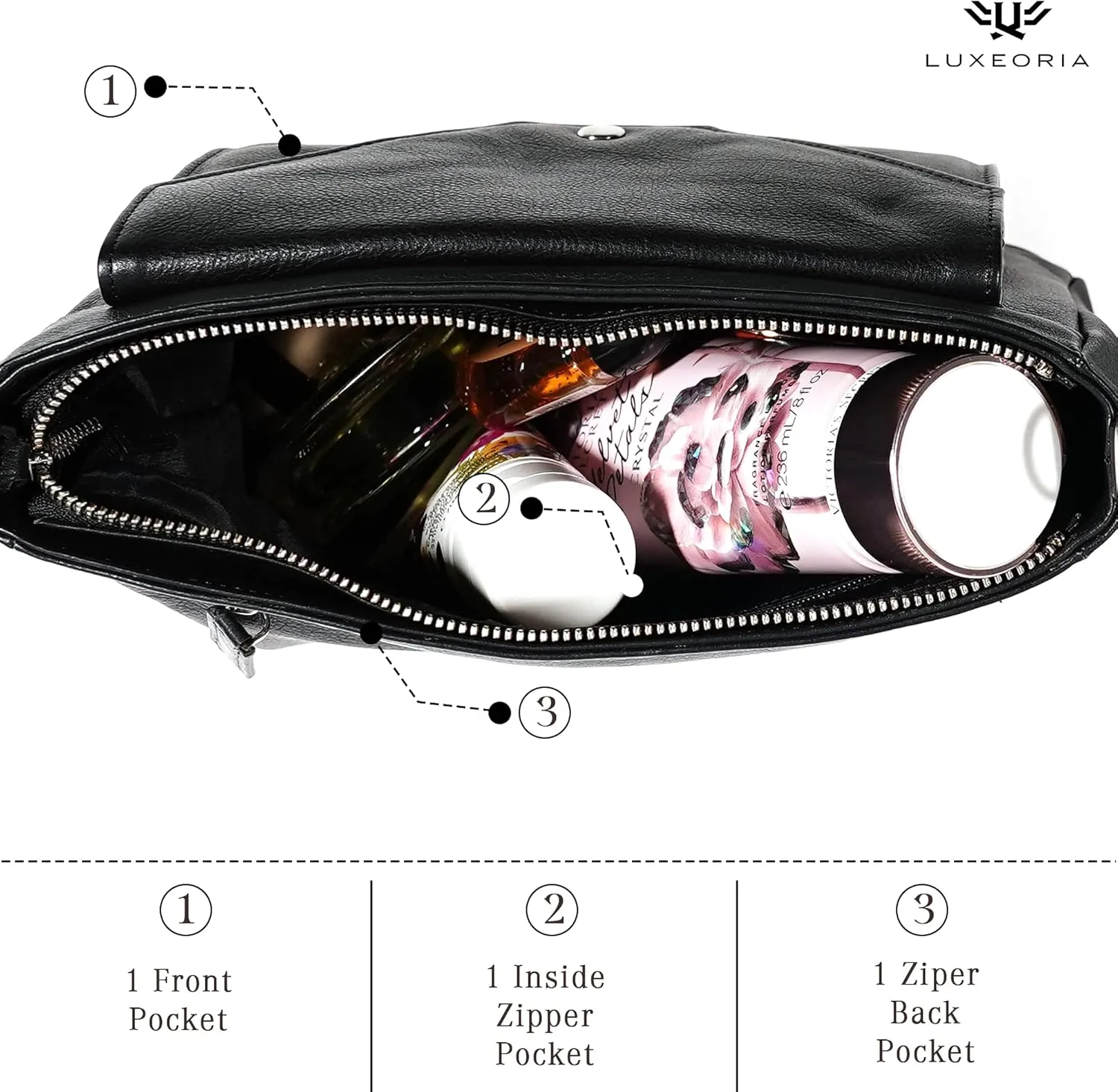 LUXEORIA Genuine Leather Crossbody Bags for Women, Small Travel Purses, Mobile & Credit Card Pockets with Adjustable Strap