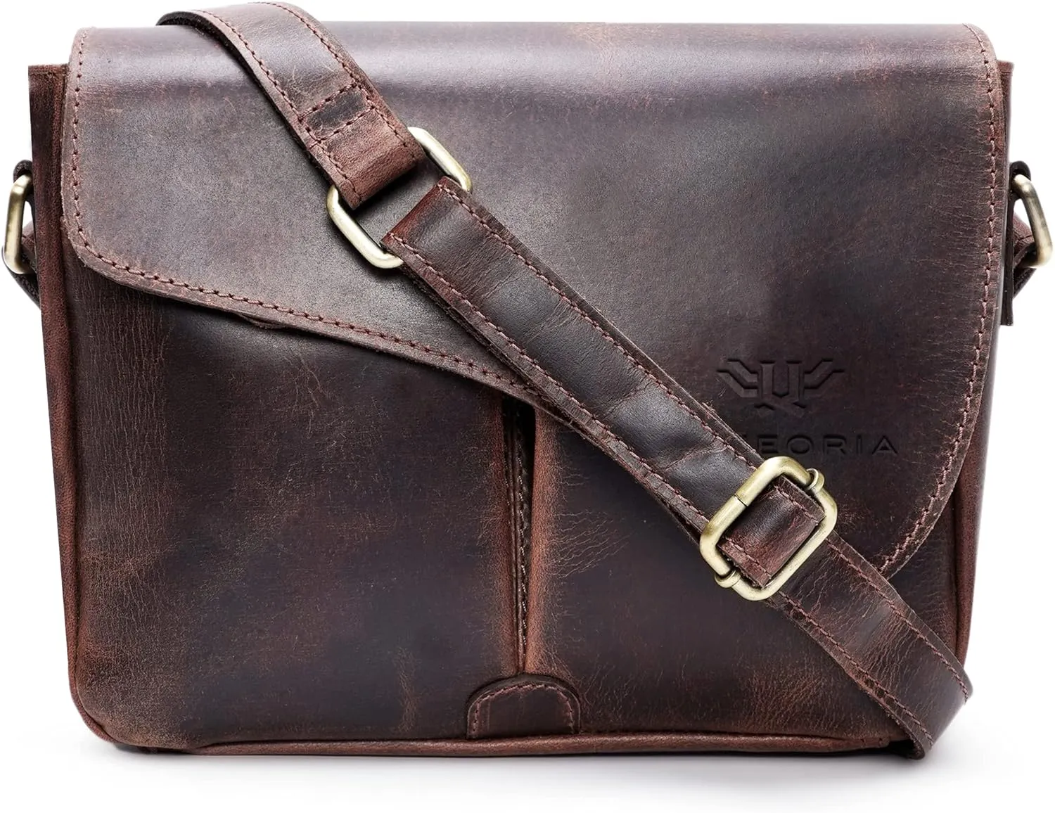 LUXEORIA Leather Messenger Bag for Men & Women, Over the Shoulder Bag for Women Crossbody & Mens Briefcase Office Bag
