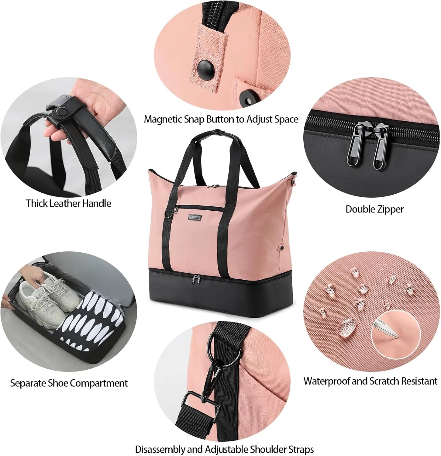 Lychii Travel Duffel Bag, Carry On Tote Bag with Shoe Compartment, Weekender Overnight Bags Gym Duffel Bag for Men Women, Large Hospital Bag for Labor & Delivery, 48L