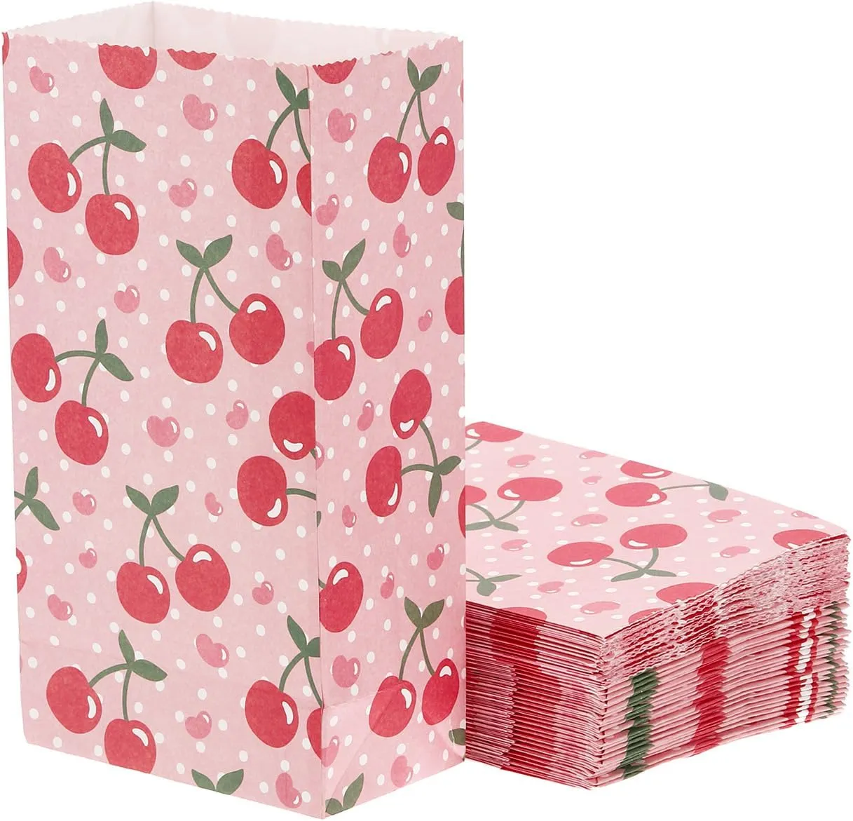 M METERXITY 50 Pack Party Favor Bag - Cherry Wrapping Treat Present Bags Apply to Party Favor, (3.7"x2"x7")
