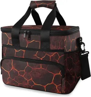Magma Textured Red Lunch Bag for Women Men 15L Insulated Lunch Box Large Leakproof Cooler Bag with Adjustable Shoulder Strap for Adult Work Picnic