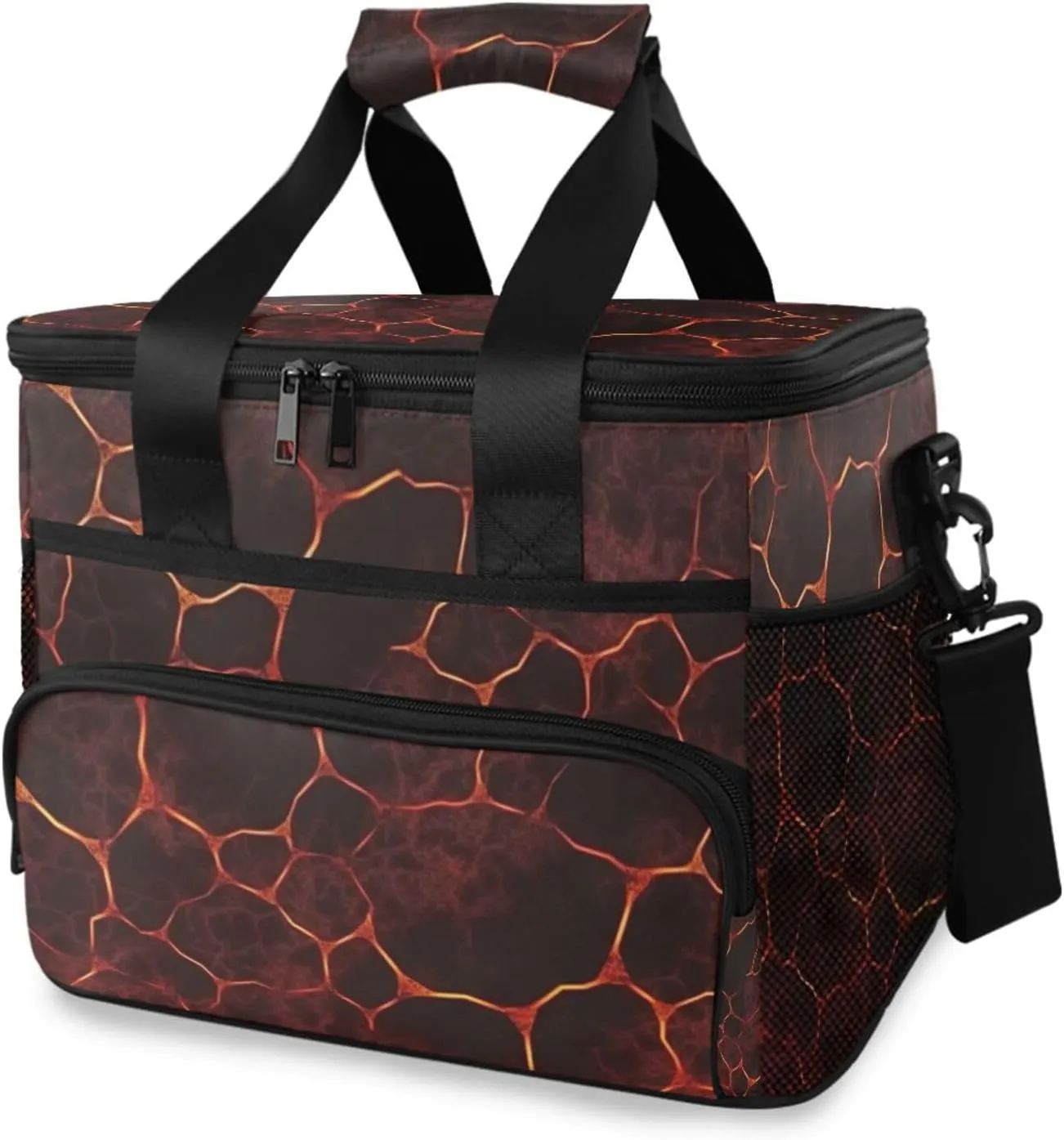 Magma Textured Red Lunch Bag for Women Men 15L Insulated Lunch Box Large Leakproof Cooler Bag with Adjustable Shoulder Strap for Adult Work Picnic