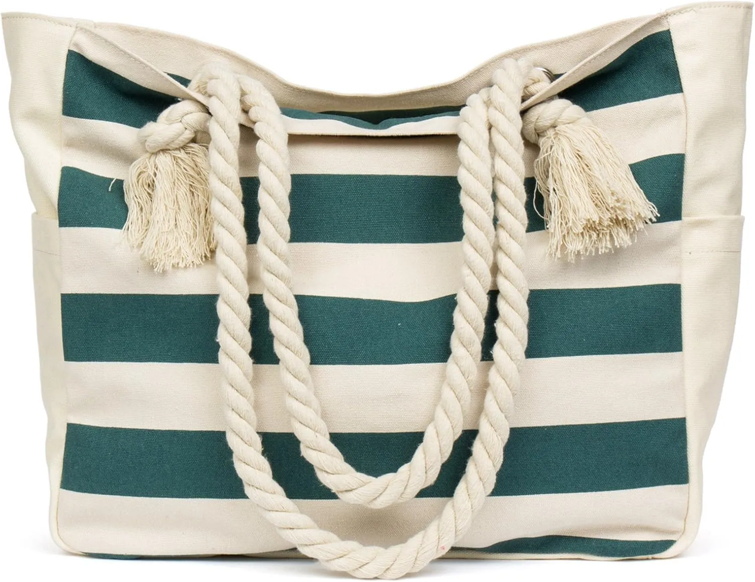 Malirona Large Beach Travel Tote Bag Canvas Shoulder Bag with Cotton Rope Handle