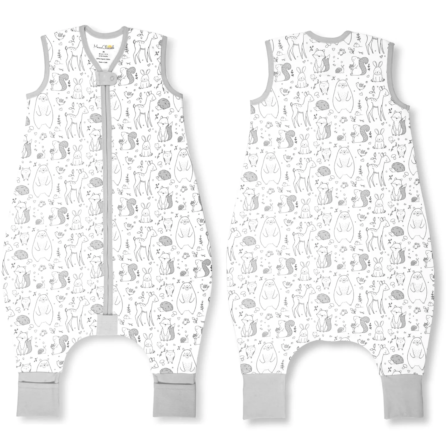 Mama Cheetah Toddler Sleep Sack with Feet 3T-4T, 0.5 TOG Organic Cotton Baby Wearable Blankets with Legs, Baby Sleeping Bag for Walkers, Early Walker Large