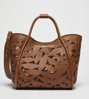 Marine tote bag in carved leather