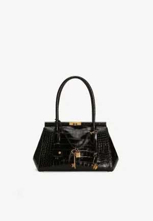 Marlene Everyday Shoulder Bag in Croc-Embossed Leather
