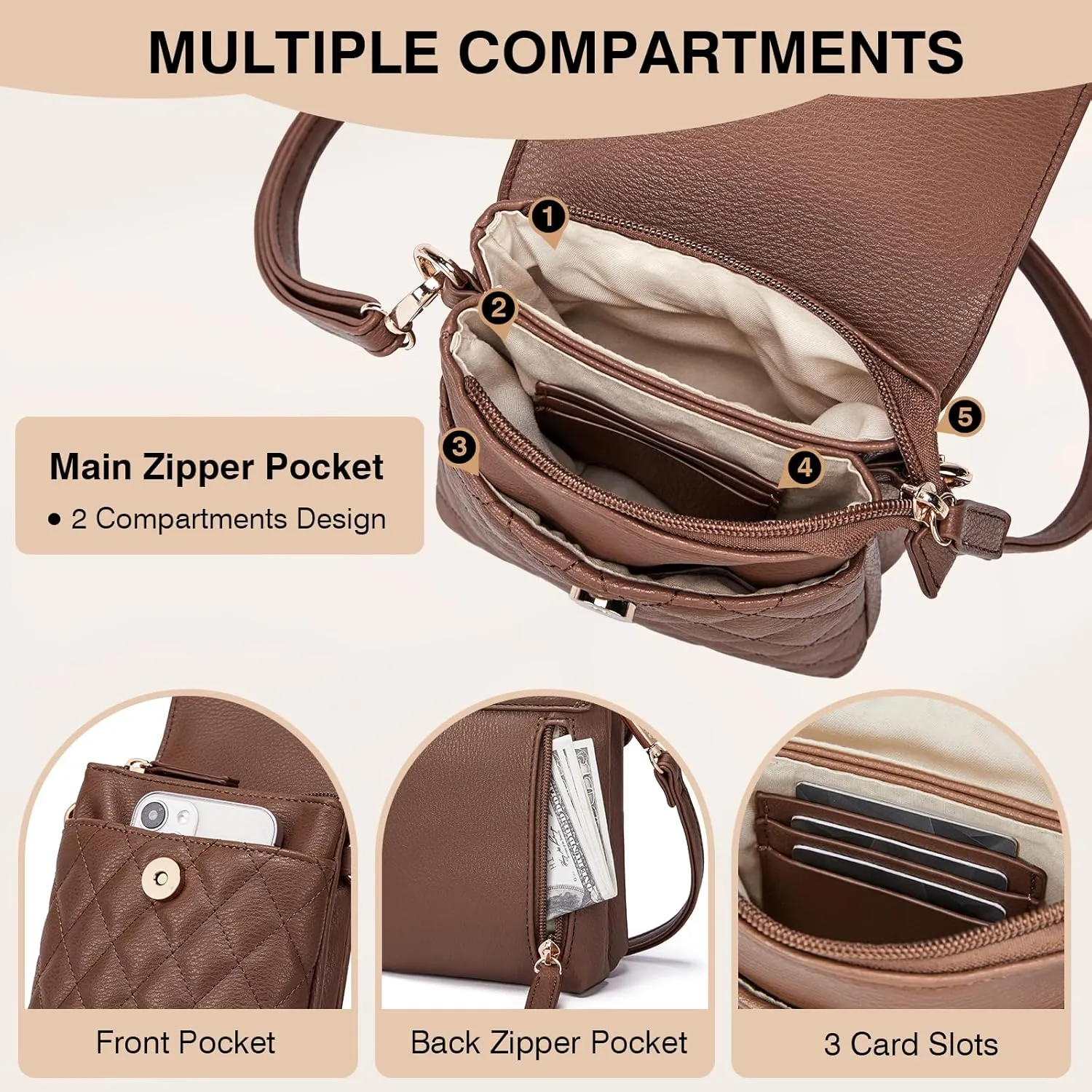Marvolia Small Crossbody Bags for Women - Vegan Leather Crossbody Phone Purse Mini Cell Phone Bag for Traveling