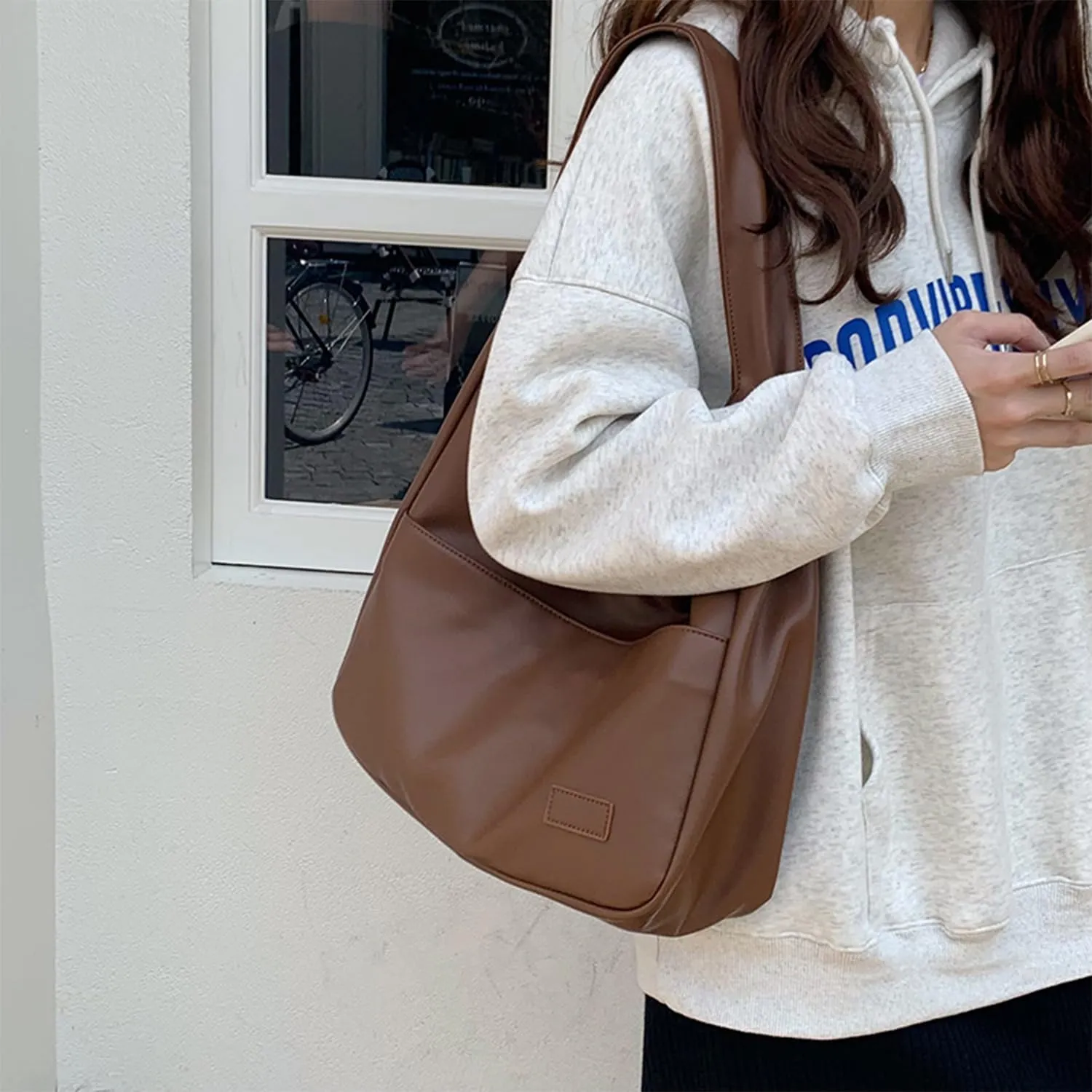 Maya Shoulder Bag, Large Capacity Leather Tote Bag for Women, Hobo Bags for School