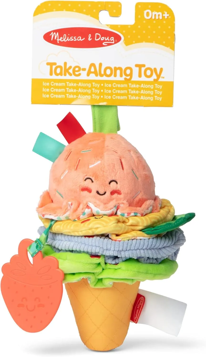 Melissa & Doug Ice Cream Take-Along Clip-On Infant Toy with Sound and Vibration