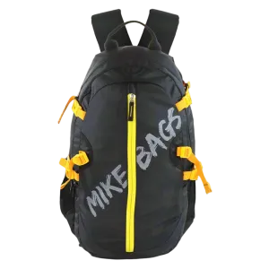 Mike Enticer 42L Trekking Backpack - Black Bag with Yellow Zip