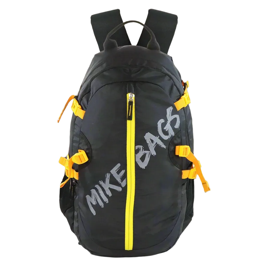 Mike Enticer 42L Trekking Backpack - Black Bag with Yellow Zip