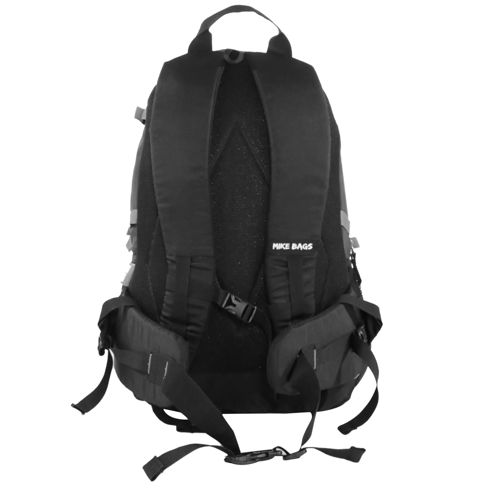 Mike Enticer 42L Trekking Backpack - Black Bag with Yellow Zip