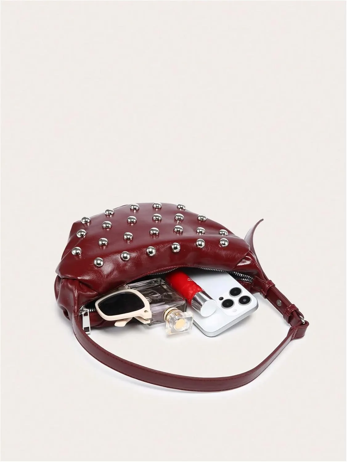 Milumia Women's Punk Style Studded Pu Leather Bag Y2k Shoulder Purse Bags