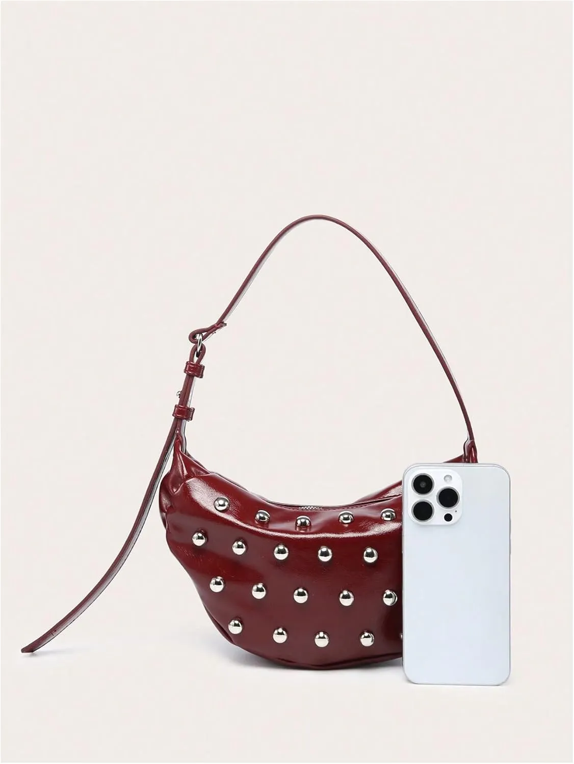 Milumia Women's Punk Style Studded Pu Leather Bag Y2k Shoulder Purse Bags