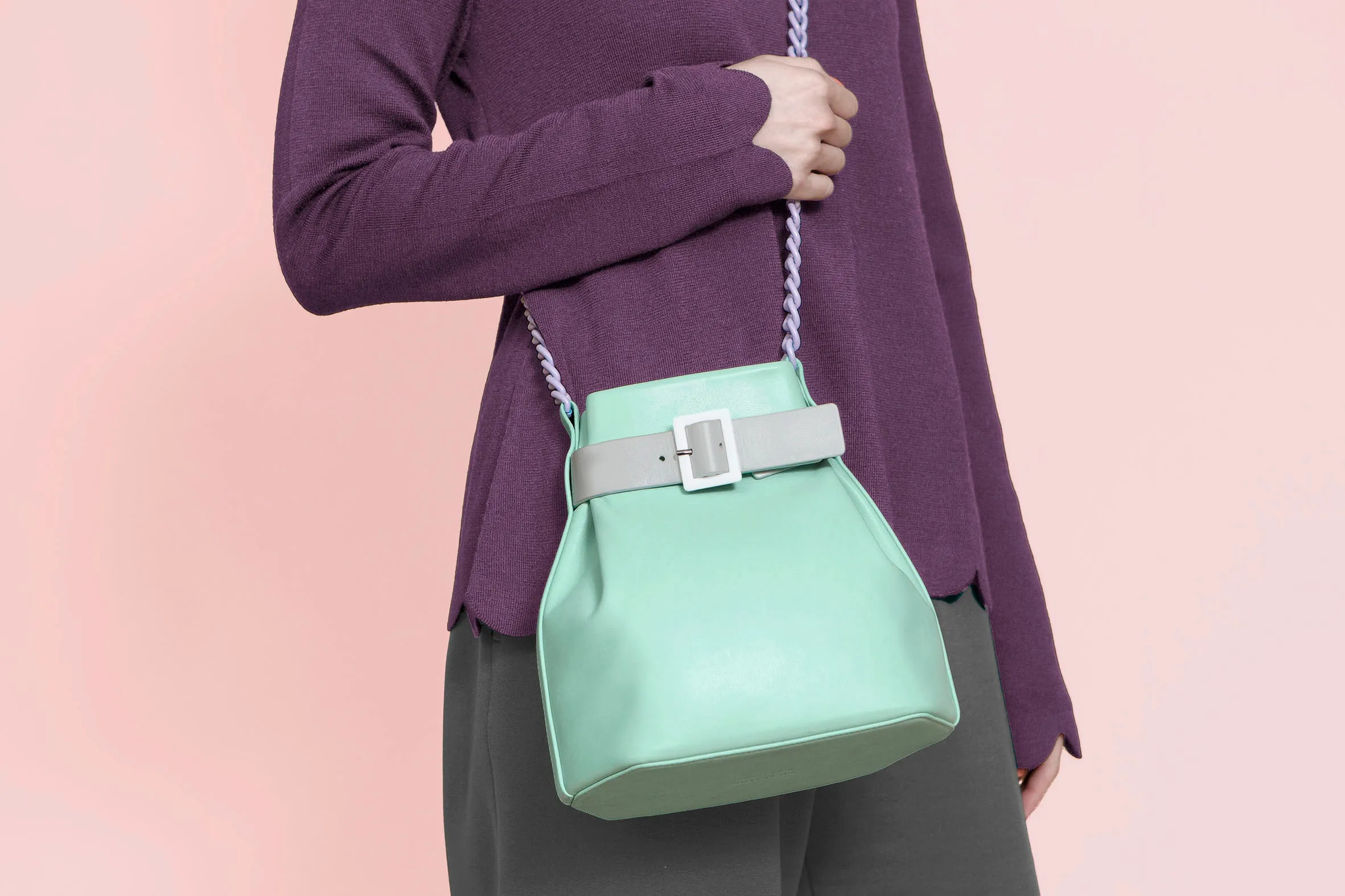 Mini Bucket Chained Bag • Mint