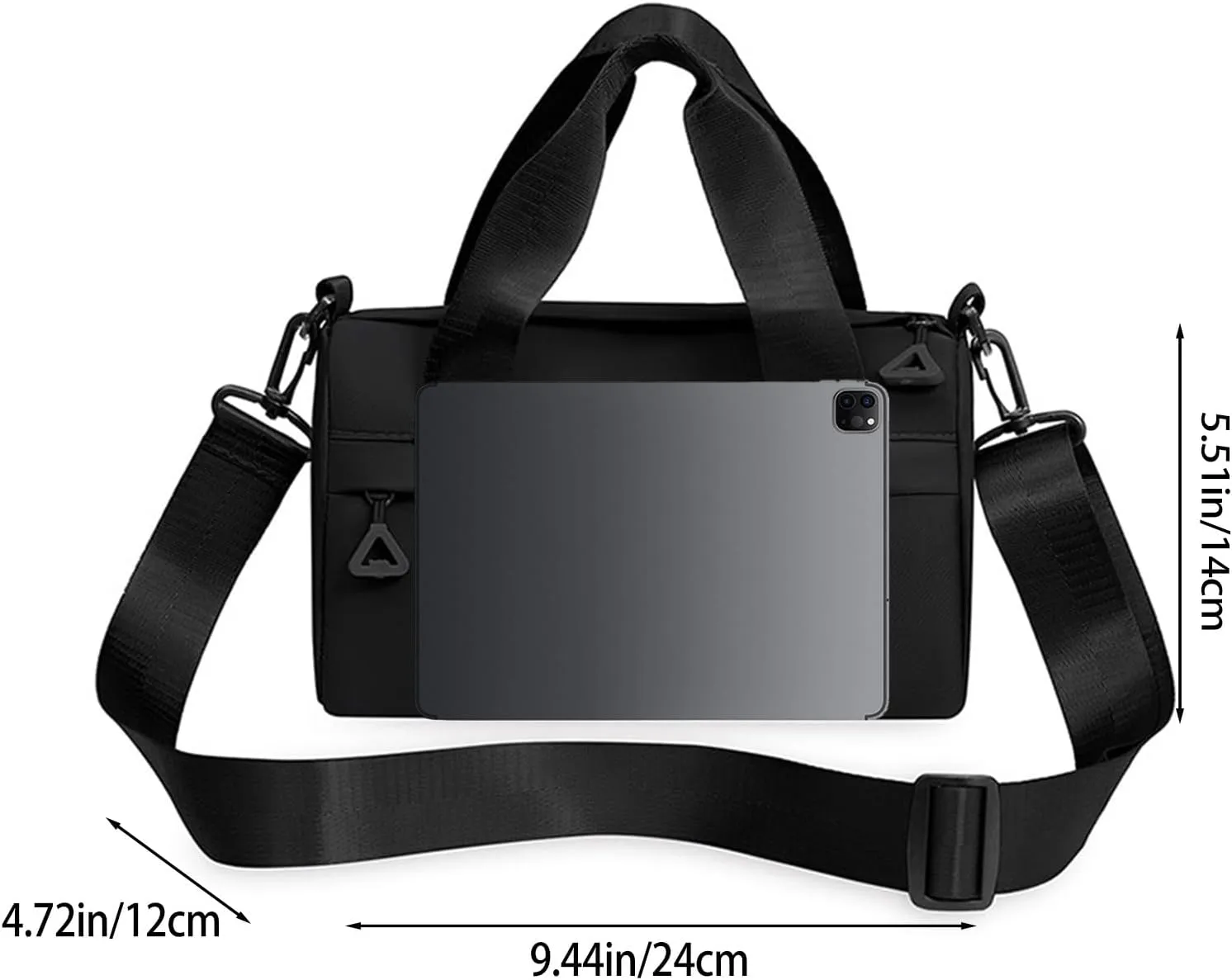 Mini Gym Bag, Small Adjustable Sling Totes for Women, Womens Duffle Handbag (Black)