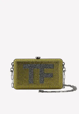 Mini TF Crystal-Embellished Box Clutch with Chain Strap
