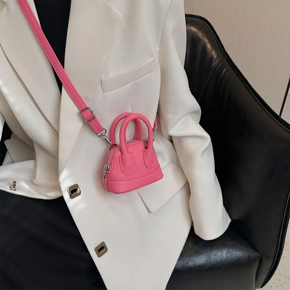 Mini Top Handle Bag Small Purse Cute Crossbody Bags For Women Micro Tote Purse Tiny Shoulder Handbag Faux Leather