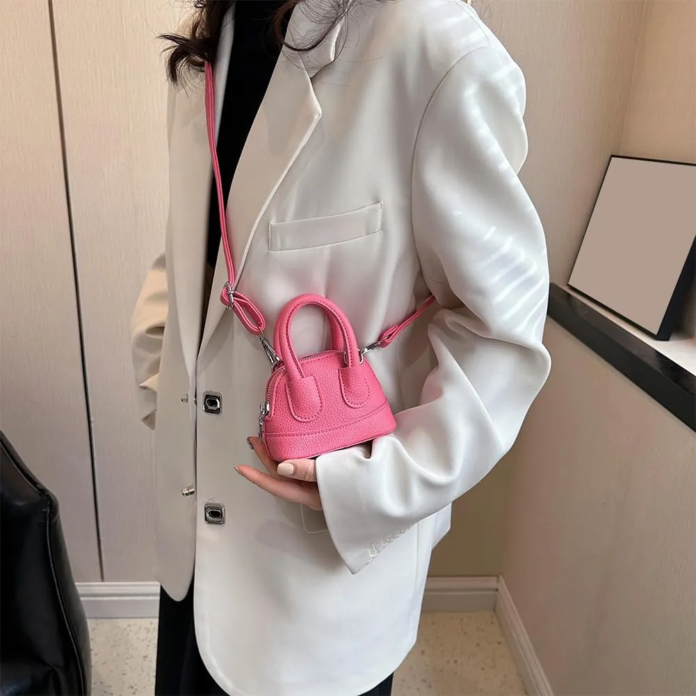 Mini Top Handle Bag Small Purse Cute Crossbody Bags For Women Micro Tote Purse Tiny Shoulder Handbag Faux Leather