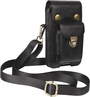 Minimalist card holder case Leather Cell Phone Holster,Shoulder Crossbody Messenger Bags,Multi-Purpose Phone Belt Pouch Carrying Case with Card Slots Compatible with iPhone 14 13 Pro Max,S22 Plus,Univ