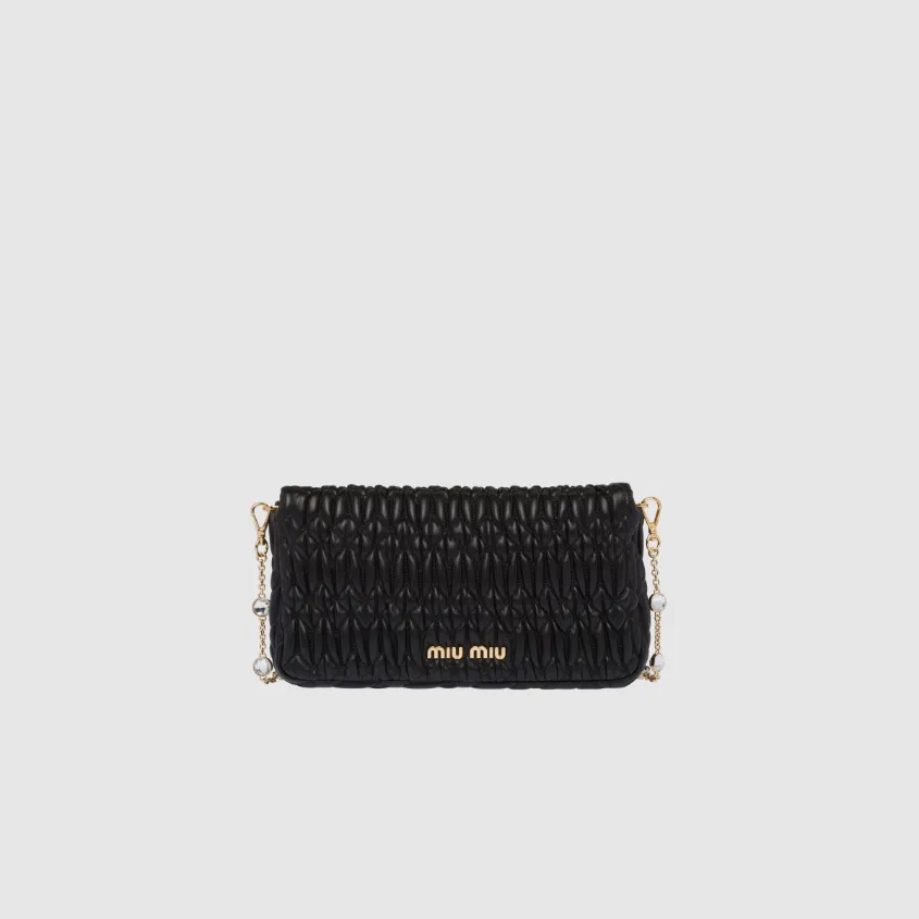 Miu crystal cloqué nappa leather bag