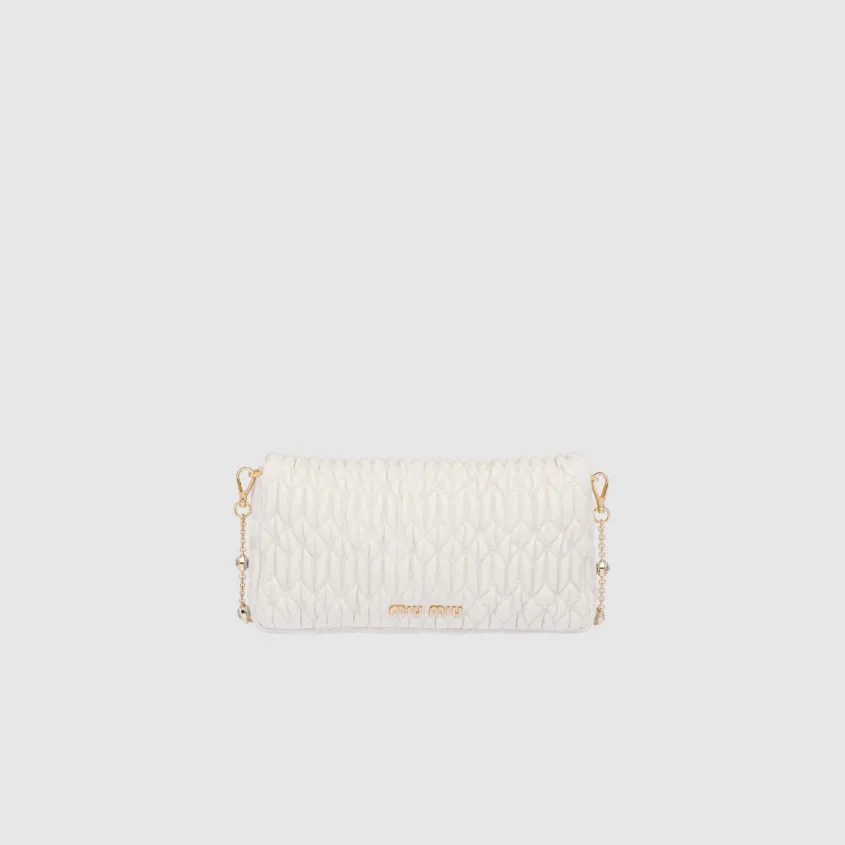 Miu crystal cloqué nappa leather bag