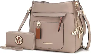 MKF Collection Hobo Handbag for women- Vegan Leather Shoulder bag and Wristlet Purse