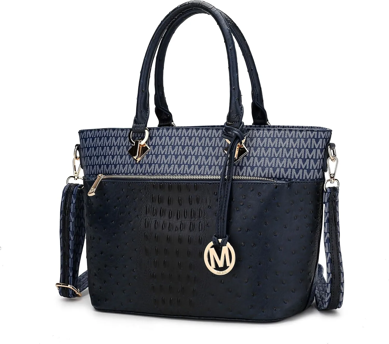 MKF Crossbody Shoulder Bag for Women – PU Leather Top Handle Pocketbook – Roomy Tote Satchel Handbag Purse M Charm